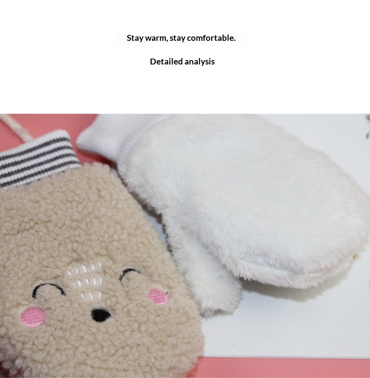 boy Boy Boy 2025 Children's Winter Warm Fleece Gloves With Lanyard Anti-Lost Cartoon Design Unisex Wholesale_voghion.com