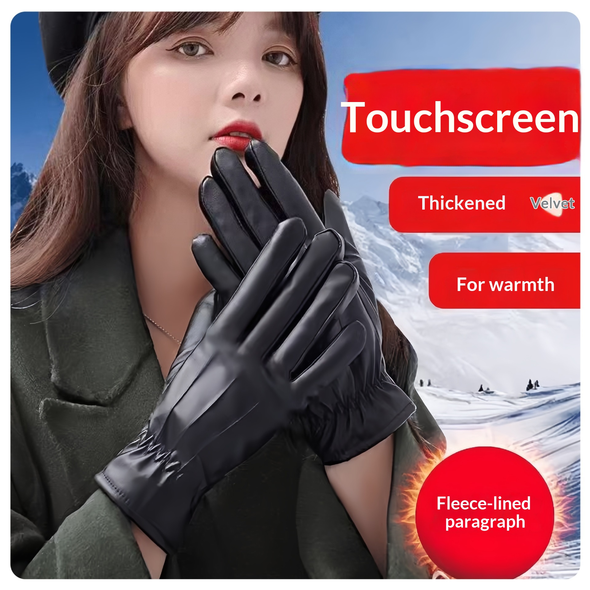 boy Boy Boy Winter Warm Thickened Fleece Touchscreen Windproof PU Leather Electric Bike Riding Couple Gloves For Men And Women_voghion.com