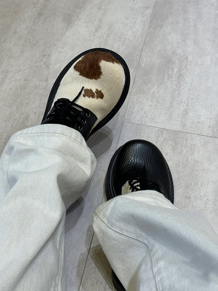 Voyage Horsehair Derby Unisex Milk Color Mandarin Duck Small Lace-up Chunky Heel Thick Sole Soft Leather Casual Shoes Trendy_voghion.com