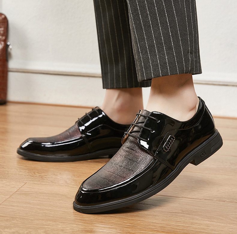 Voyage Printemps Été Nouvelles Affaires Formelles Décontractées Semelle souple Derby britannique à lacets Chaussures de mariage pour hommes en cuir_voghion.com