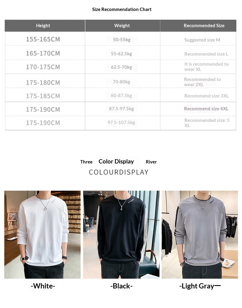 T-shirt à manches longues pour homme, collection printemps-automne, col rond tendance, coupe ample, patchwork de coton._voghion.com