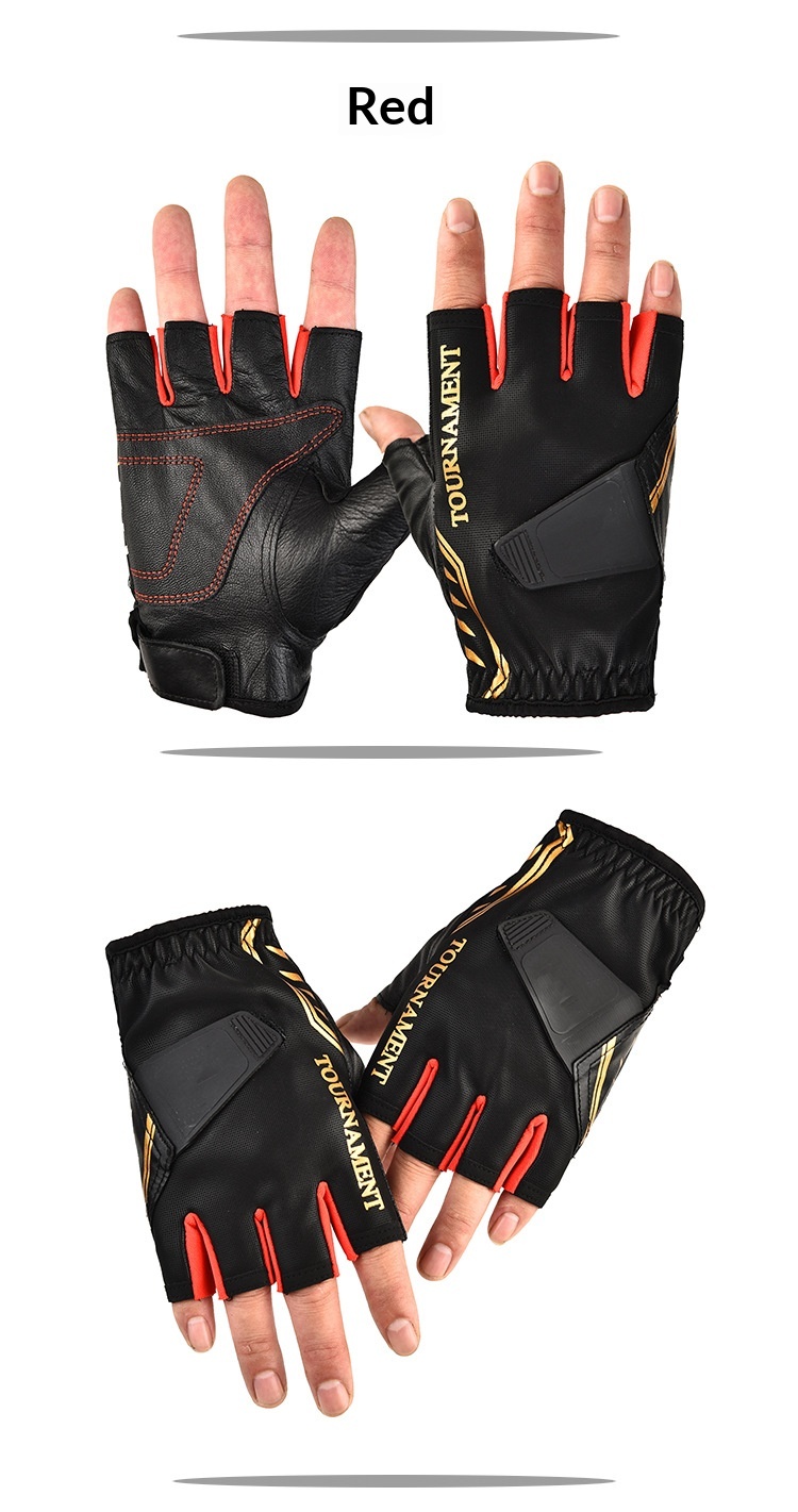 Herrenhandschuhe aus echtem Leder, warm, dreifingrig, wasserdicht, ideal zum Angeln, Fitness und für Outdoor-Aktivitäten._voghion.com