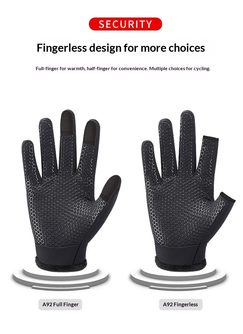 boy Boy Boy Men's Autumn And Winter Fleece-Lined Thickened Cycling Gloves, Cold-Proof, Warm, Touchscreen, Non-Slip, Windproof,_voghion.com