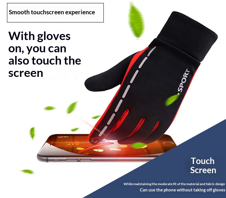 boy Boy Boy Touchscreen Outdoor With Fleece For Men, Running, Windproof, Sports, Cycling, Full Finger, Winter Mountaineering,_voghion.com