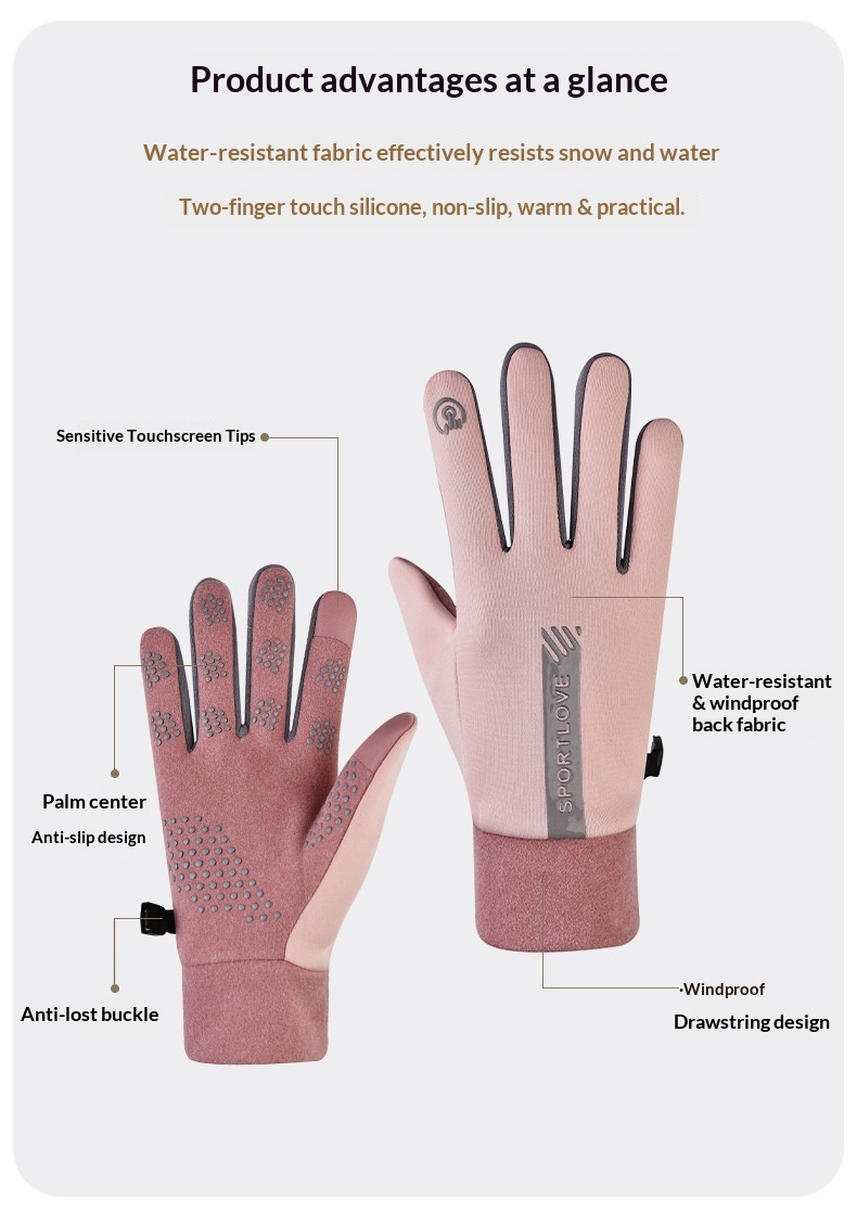 boy Boy Boy Winter Warm Anti-Slip Touchscreen Gloves For Men And Women, Fleece-Lined, Outdoor Sports, Skiing, Waterproof, Motorcycle_voghion.com