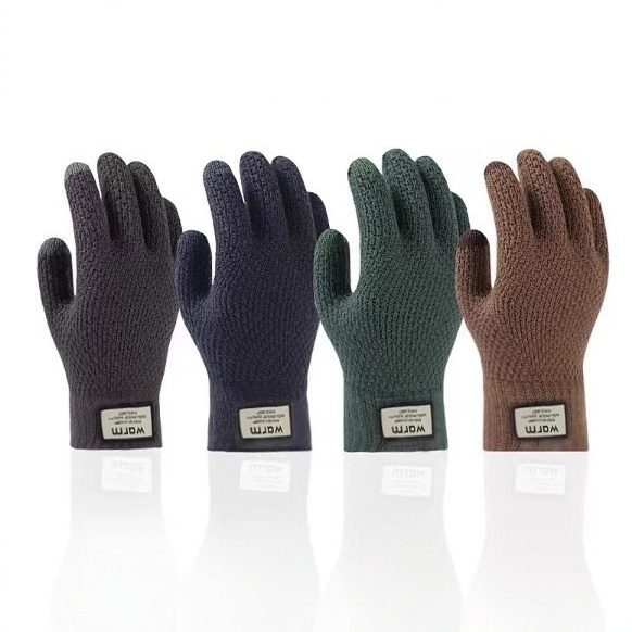 Herren Winterhandschuhe aus Wolle mit Touchscreen-Funktion, gefüttert mit Fleece, dick und warm, modisch und vielseitig, ideal zum Autofahren, Radfahren und für Outdoor-Aktivitäten._voghion.com
