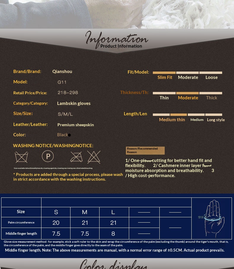 boy Boy Boy First Layer Sheepskin Warm Black In Stock Wool Lining Fingerless Solid Color Cross-Border Exclusive Adult Gloves_voghion.com