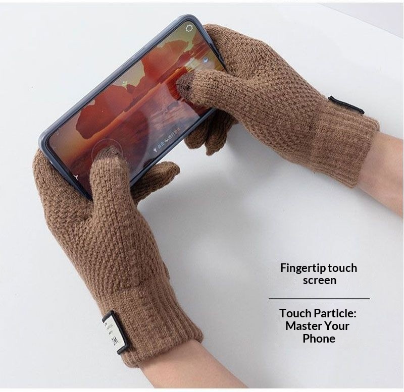 Herren Winterhandschuhe aus Wolle mit Touchscreen-Funktion, gefüttert mit Fleece, dick und warm, modisch und vielseitig, ideal zum Autofahren, Radfahren und für Outdoor-Aktivitäten._voghion.com