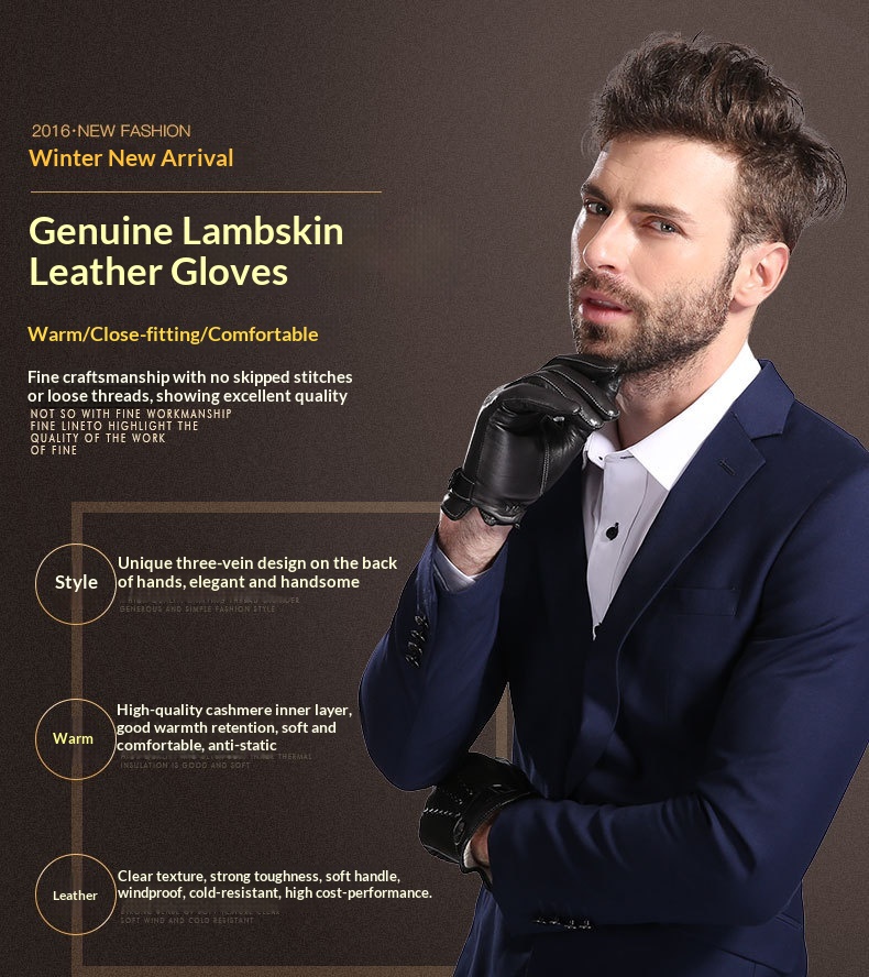 boy Boy Boy First Layer Sheepskin Warm Black In Stock Wool Lining Fingerless Solid Color Cross-Border Exclusive Adult Gloves_voghion.com