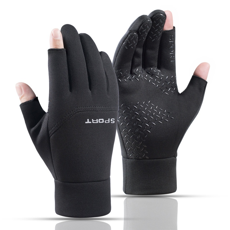 Jungen Winter Warme, rutschfeste Zwei-Finger-Profi-Handschuhe für Angeln, Radfahren, Lieferfahrer und Autofahren Herren_voghion.com