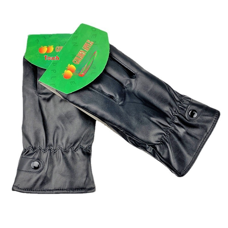 boy Boy Boy Cycling Men Women, Thickened Fleece-Lined, Warm Genuine Leath, Windproof And Watproof, Black Leath Gloves For_voghion.com