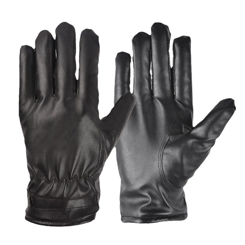 boy Boy Boy Men's Outdoor Riding Warm Fleece-Lined Leather Touchscreen Autumn Winter Street Vendor PU Gloves Wholesale_voghion.com