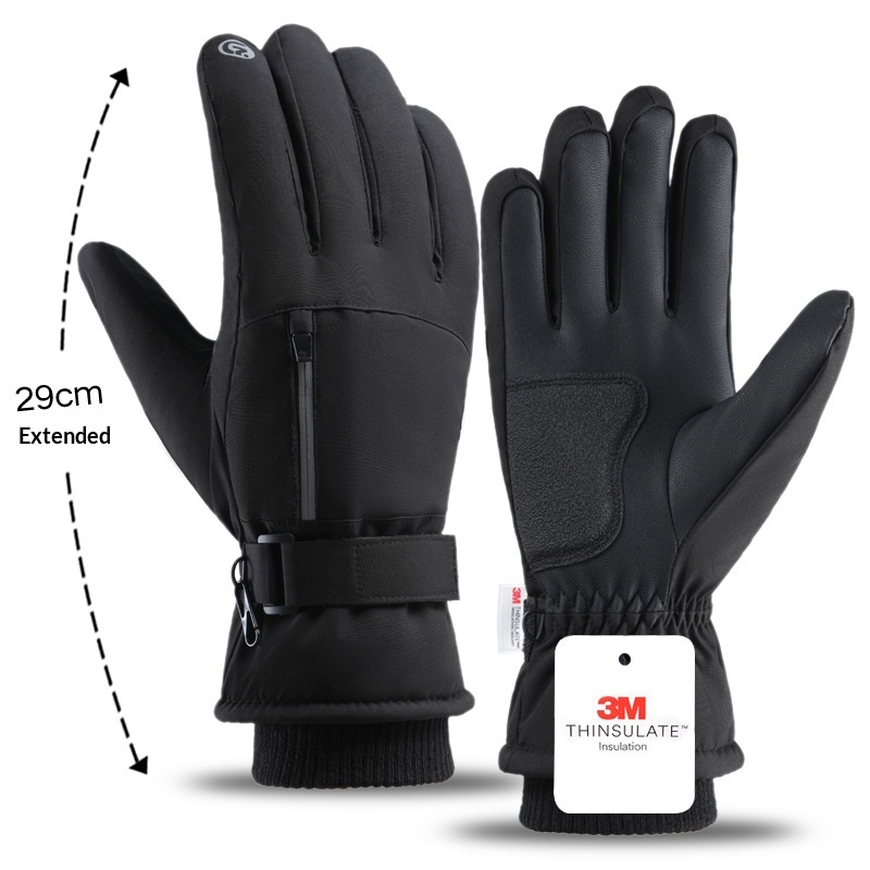 Guanti da sci invernali da uomo Q318 spessi, resistenti al freddo, antiscivolo, idrorepellenti, touchscreen, estesi, caldi_voghion.com