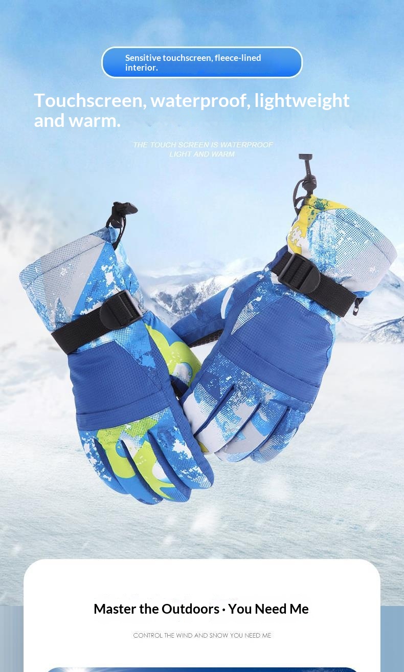 boy Boy Boy Winter Couple Ski Men Outdoor Cycling Waterproof Women Fleece Lined Warm Cold-Proof Five-Finger Touchscreen N07 Gloves_voghion.com