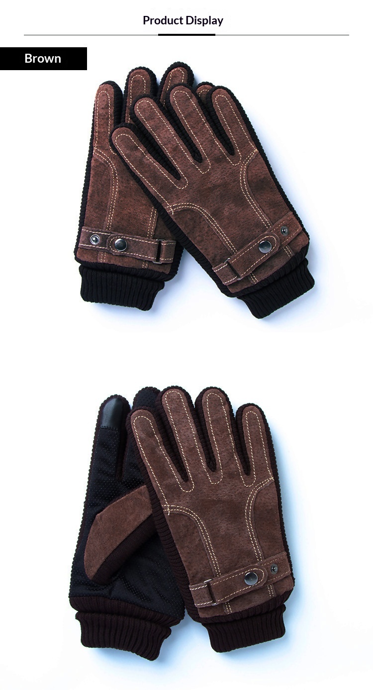 Guanti invernali da sci e equitazione caldi da uomo in vera pelle, foderati in pile, spessi, antifreddo, impermeabili, touchscreen, per esterni_voghion.com