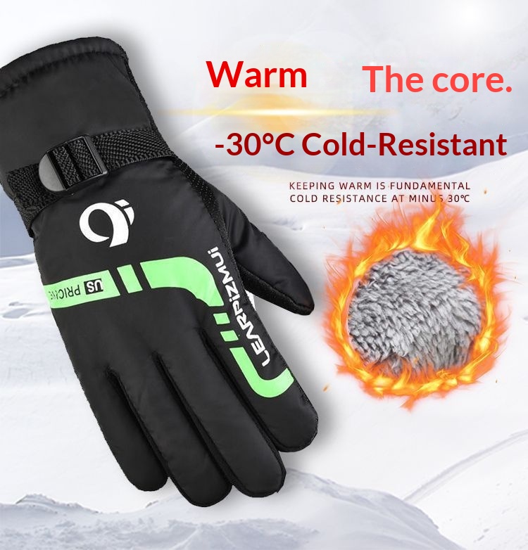 Jungen-Winterhandschuhe, warm, fleecegefüttert, dick, winddicht, rutschfest, für Herren, geeignet für E-Bike, Motorrad, Outdoor-Aktivitäten und Skifahren_voghion.com