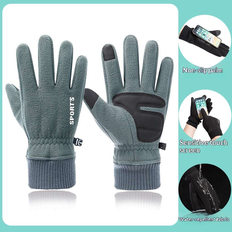 Jungen-Handschuhe, Herren, Polar-Fleece, Winter, Fleece-gefüttert, verdickt, winddicht, kältebeständig, für Outdoor-Aktivitäten wie Reiten und Sport, Touchscreen-kompatibel_voghion.com