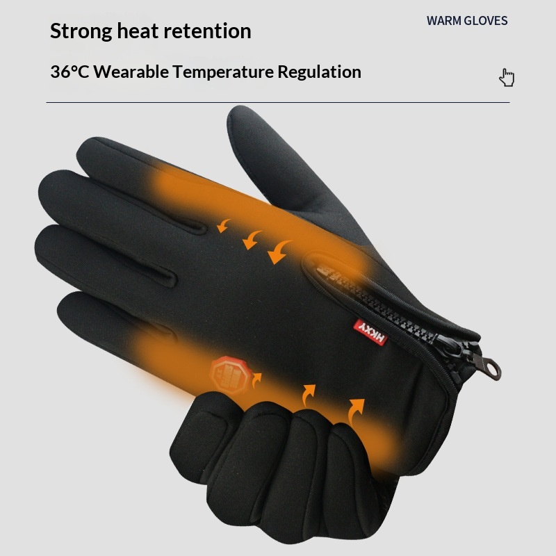 boy Boy Boy With Zipper Design Outdoor Cycling Gloves For Men Winter Women Riding Touchscreen Motorcycle Waterproof Warm_voghion.com