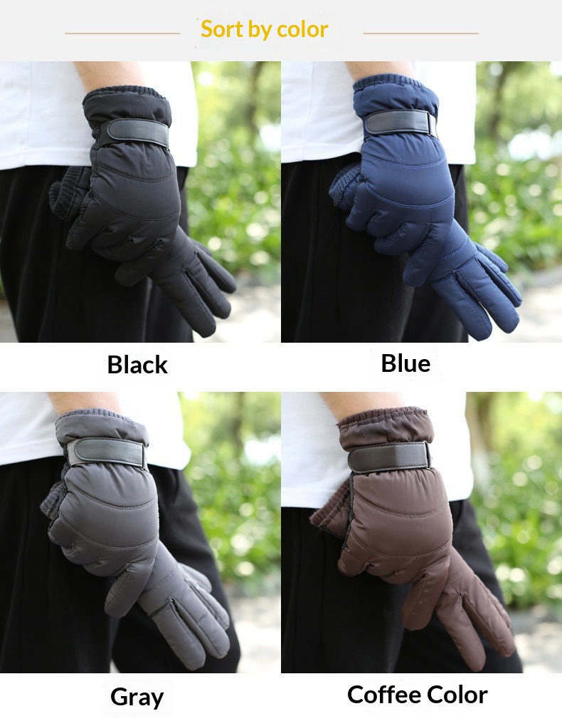 boy Boy Boy Down Cotton Winter Warm Motorcycle Riding Waterproof Cold-proof Fleece-lined Thickened Outdoor Ski Gloves Men_voghion.com