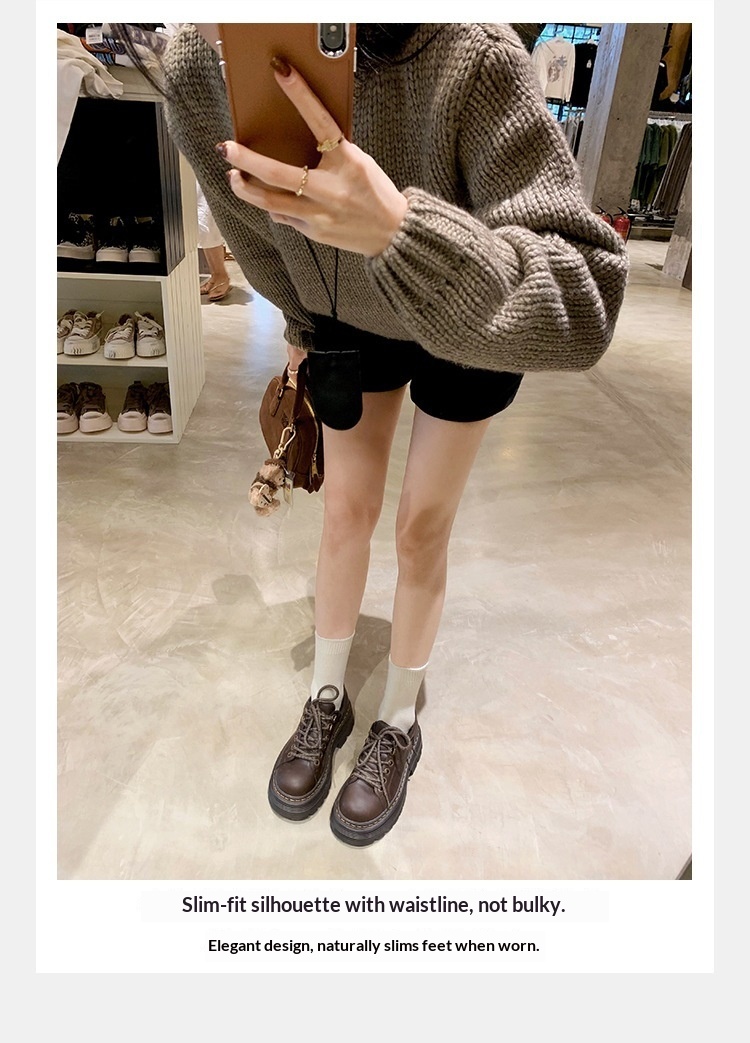 Scarpe da donna in pelle di mucca Voyage, versatili, singole, in stock, classiche britanniche, stile classico, con punta tonda, piccole, con tacco basso, stringate Derby_voghion.com