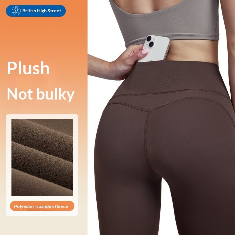 Surge Surge Surge Surge Herbst-Winter Fleecegefütterte Yoga-Hose für Damen mit Hüftlifting, hohem Bund und Taschen – ideal für Outdoor-Aktivitäten_voghion.com