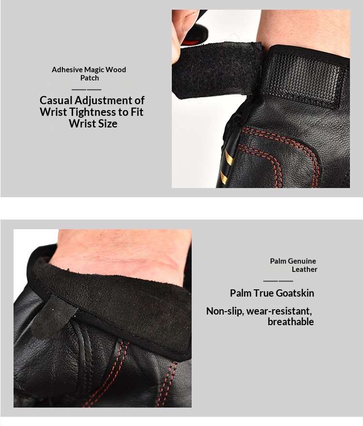 Herrenhandschuhe aus echtem Leder, warm, dreifingrig, wasserdicht, ideal zum Angeln, Fitness und für Outdoor-Aktivitäten._voghion.com