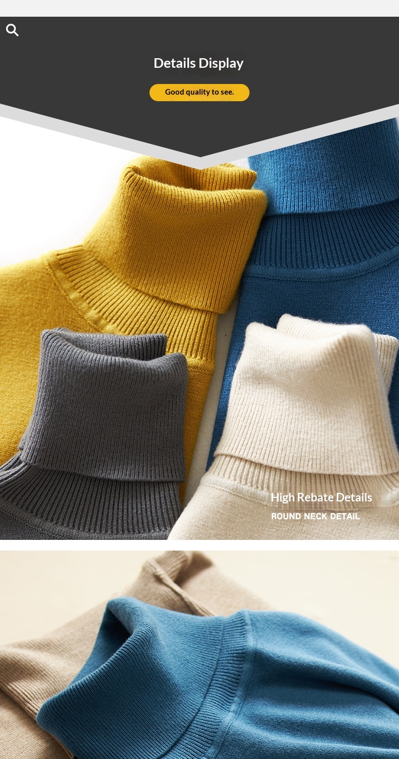ragazzo Ragazzo Ragazzo Ragazzo 2025 Autunno Inverno Nuovo Uomo Dolcevita Spesso Casual Tinta Unita Maglia Base Maglione Largo Maglione_voghion.com