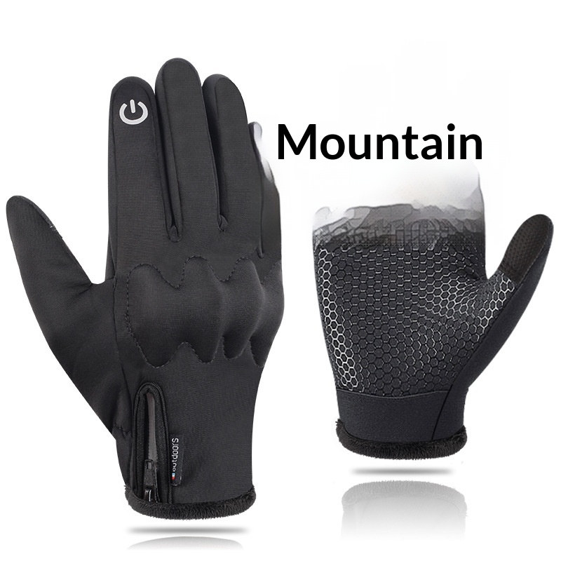 boy Boy Boy Men's Autumn And Winter Fleece-Lined Thickened Cycling Gloves, Cold-Proof, Warm, Touchscreen, Non-Slip, Windproof,_voghion.com