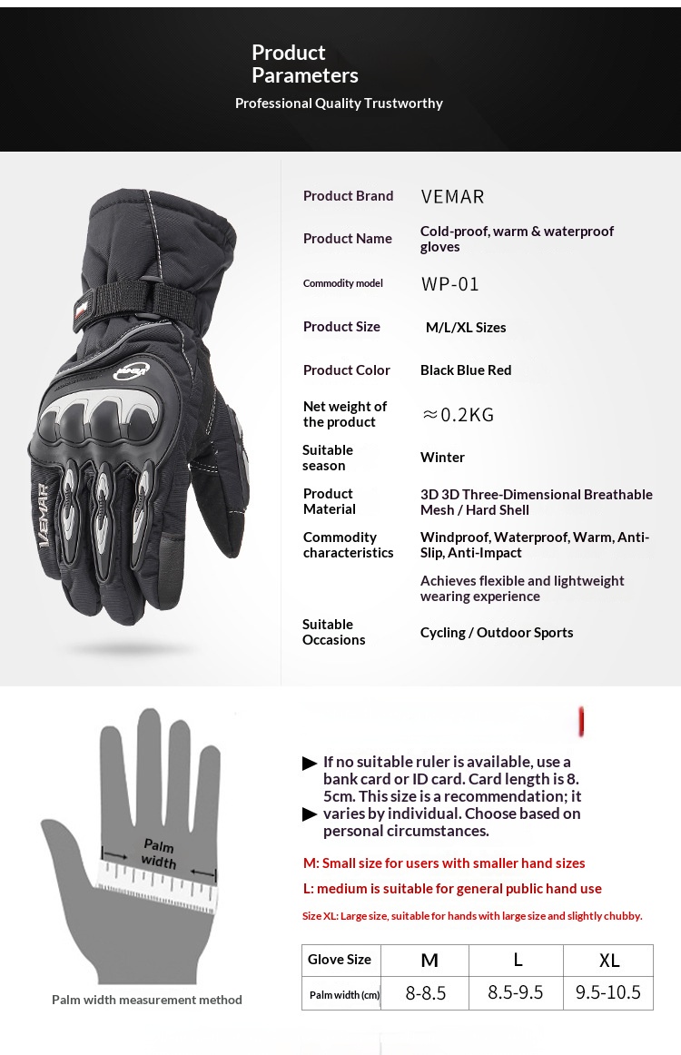 Guanti da moto invernali impermeabili per uomo, guanti da equitazione touchscreen, guanti antivento termici antifreddo per veicoli elettrici_voghion.com