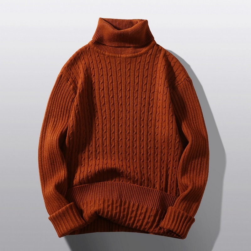 boy Boy Boy Boy Autumn Winter Main Promotion High Volume Men's Turtleneck Pullover Button Flower Casual Knitted Sweater Base Layer In_voghion.com