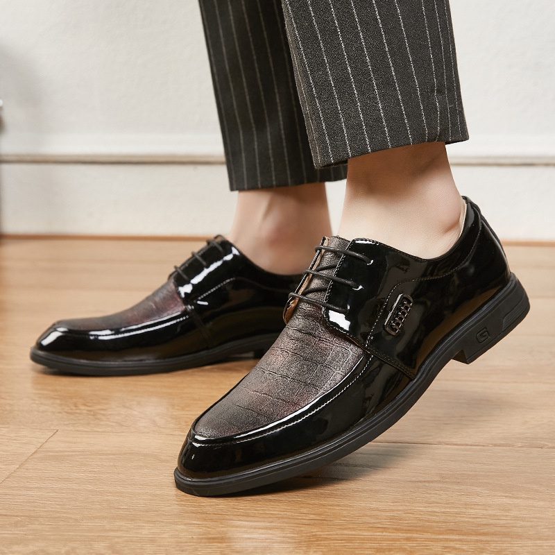 Voyage Printemps Été Nouvelles Affaires Formelles Décontractées Semelle souple Derby britannique à lacets Chaussures de mariage pour hommes en cuir_voghion.com