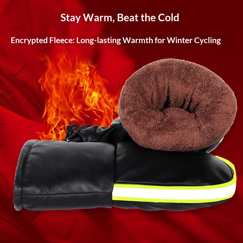 Gants de guidon d'hiver chauds et coupe-vent en coton épais pour motos électriques, pour hommes et femmes._voghion.com