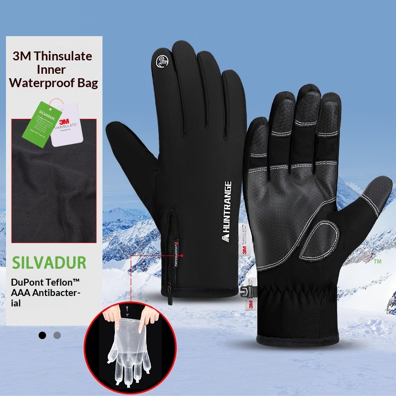 Boy Herren-Skihandschuhe, kältebeständig, Touchscreen-kompatibel, warm, 3M Thinsulate™-Fleece, antibakteriell, reflektierend, Nachtsicht_voghion.com
