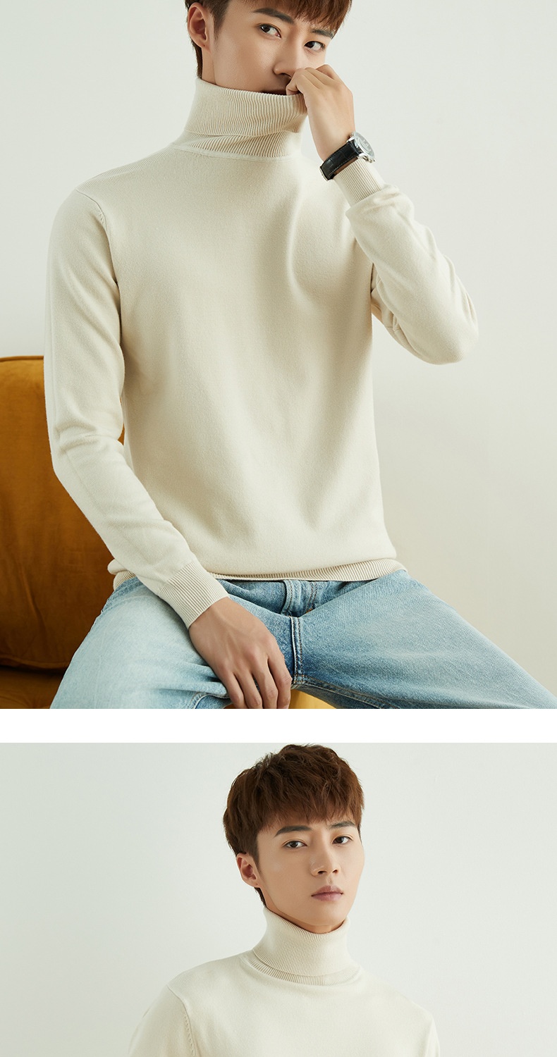 ragazzo Ragazzo Ragazzo Ragazzo 2025 Autunno Inverno Nuovo Uomo Dolcevita Spesso Casual Tinta Unita Maglia Base Maglione Largo Maglione_voghion.com