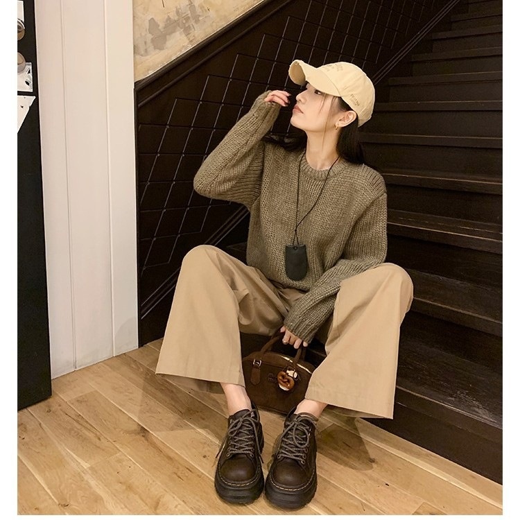 Scarpe da donna in pelle di mucca Voyage, versatili, singole, in stock, classiche britanniche, stile classico, con punta tonda, piccole, con tacco basso, stringate Derby_voghion.com