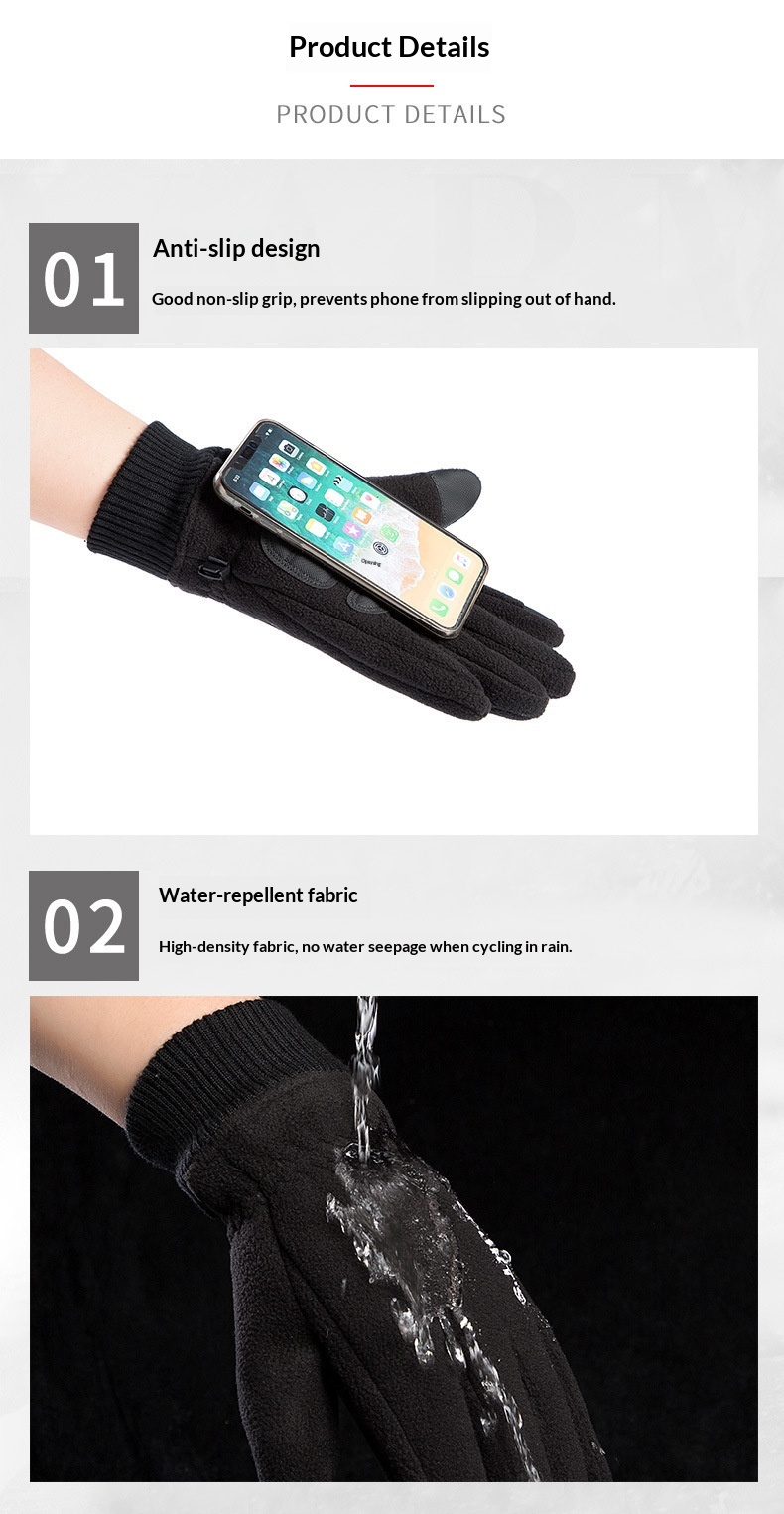 Jungen-Handschuhe, Herren, Polar-Fleece, Winter, Fleece-gefüttert, verdickt, winddicht, kältebeständig, für Outdoor-Aktivitäten wie Reiten und Sport, Touchscreen-kompatibel_voghion.com