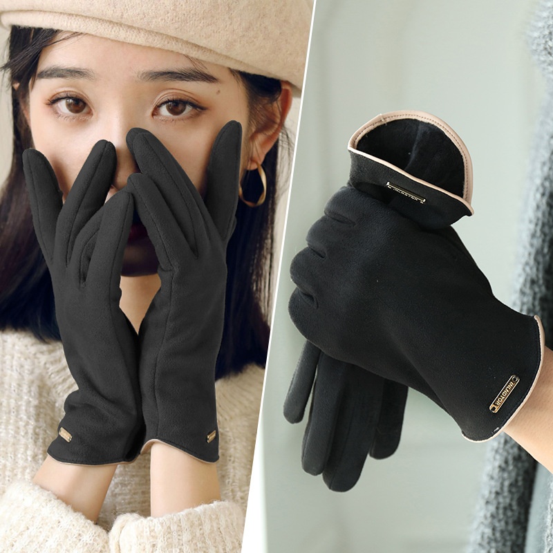 boy Boy Boy Warm For Women Cute Suede Windproof Driving Gloves Autumn Winter Fleece Lined Cycling Fingerless Touchscreen Men_voghion.com