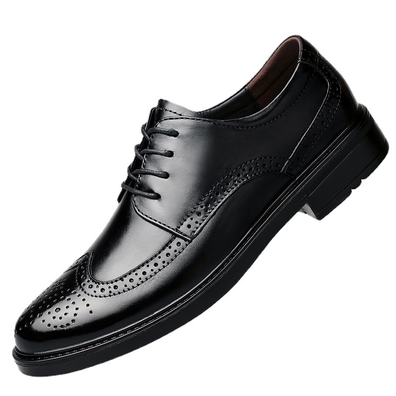 Voyage Herren-Freizeitschuhe aus hochwertigem Rindsleder im britischen Retro-Stil mit poliertem Brogue-Schnitt und geschnitzten Details_voghion.com