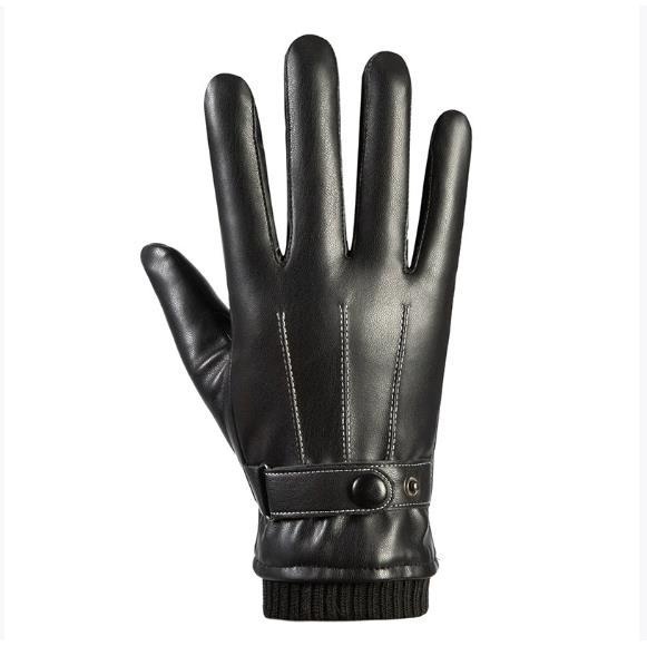 boy Boy Boy Men's Leather, Fleece-Lined, Thickened, Windproof, Waterproof, Warm, Touchscreen, Motorcycle Cotton Winter Riding_voghion.com