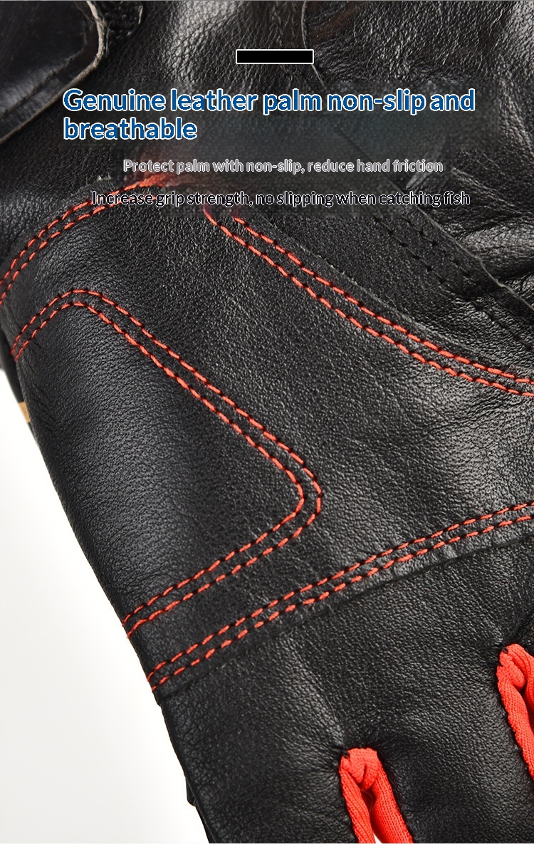 Herrenhandschuhe aus echtem Leder, warm, dreifingrig, wasserdicht, ideal zum Angeln, Fitness und für Outdoor-Aktivitäten._voghion.com