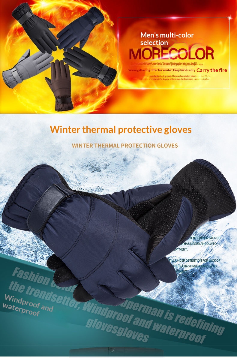 boy Boy Boy Down Cotton Winter Warm Motorcycle Riding Waterproof Cold-proof Fleece-lined Thickened Outdoor Ski Gloves Men_voghion.com