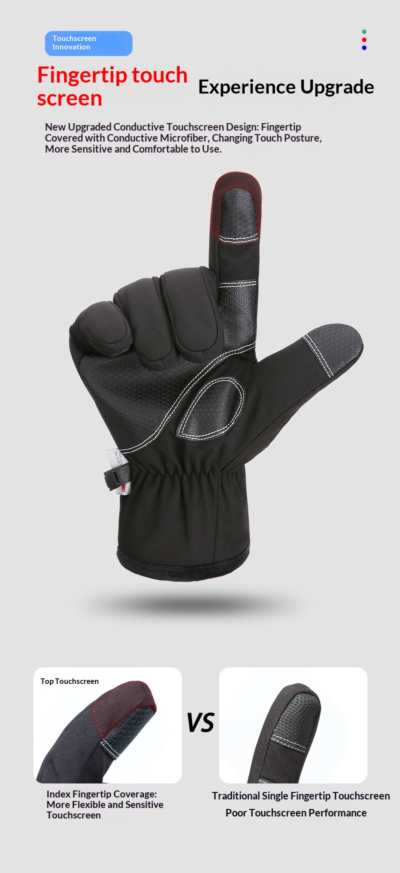 Boy Herren-Skihandschuhe, kältebeständig, Touchscreen-kompatibel, warm, 3M Thinsulate™-Fleece, antibakteriell, reflektierend, Nachtsicht_voghion.com