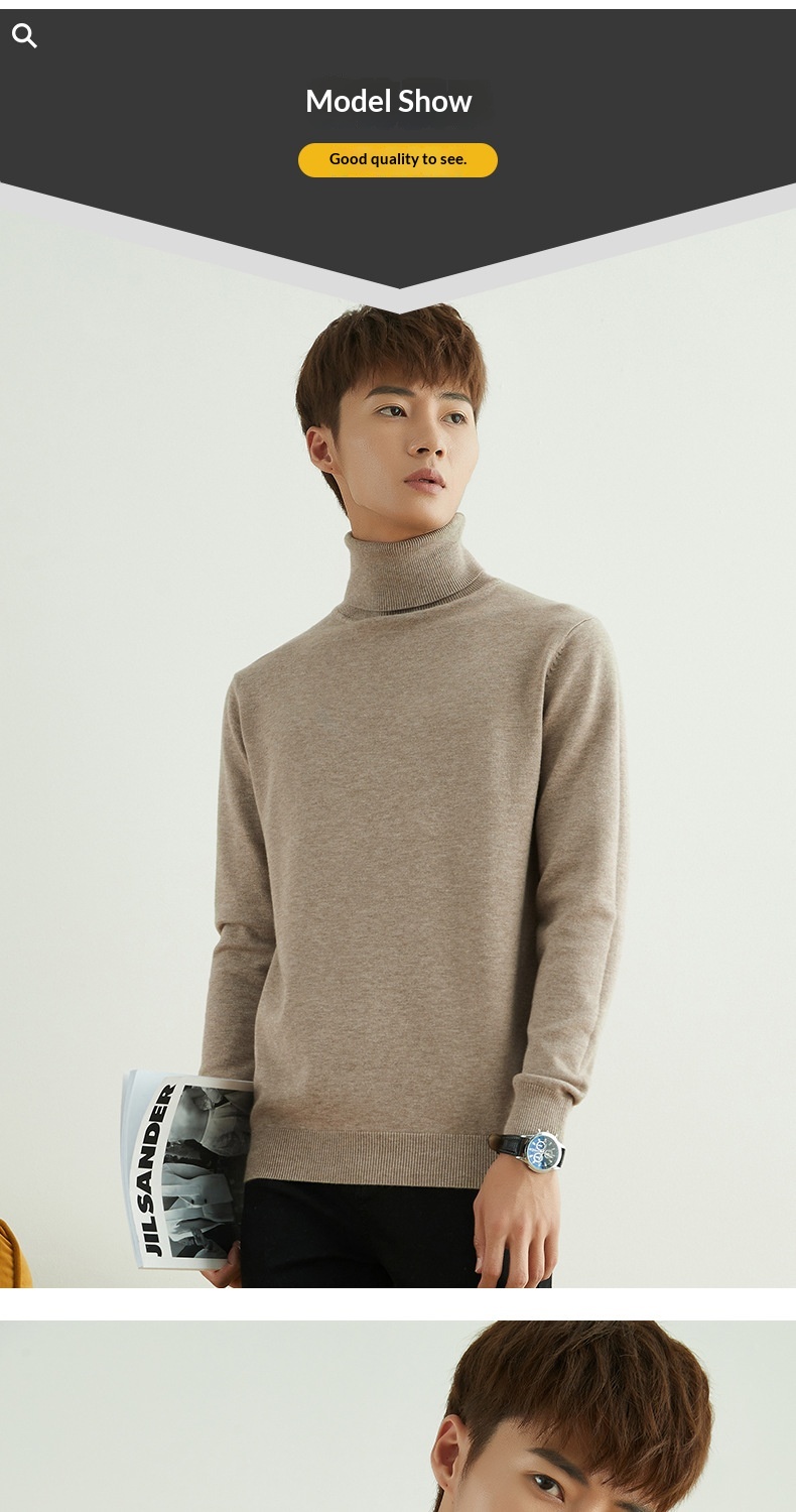 ragazzo Ragazzo Ragazzo Ragazzo 2025 Autunno Inverno Nuovo Uomo Dolcevita Spesso Casual Tinta Unita Maglia Base Maglione Largo Maglione_voghion.com