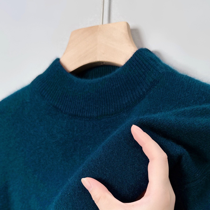 ragazzo Ragazzo Ragazzo Ragazzo 2025 Autunno Inverno Nuovo Maglione Lavorato a Maglia Mezzo Collo Alto Addensato Caldo Lavabile in Lavatrice Strato di Base Maglieria da Uomo_voghion.com