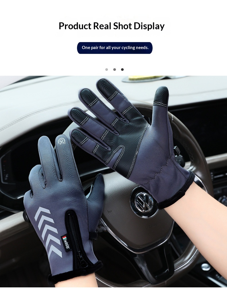 Herren-Handschuhe aus dickem Fleece, warm, winddicht, kalt und wasserdicht, ideal für Fahrer, Lieferfahrer und Radfahrer. Herbst/Winter_voghion.com