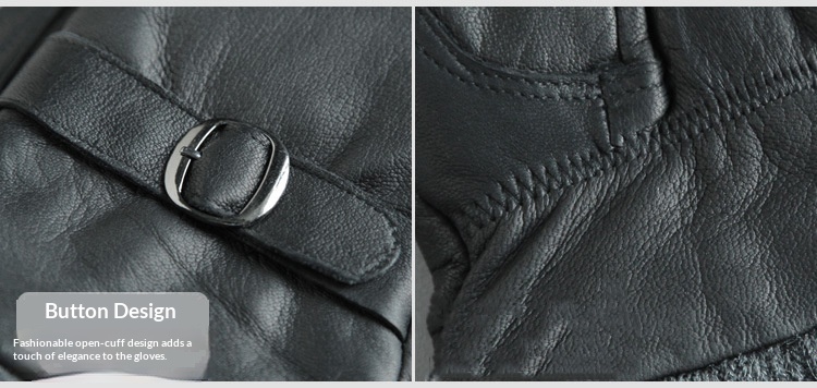 boy Boy Boy Genuine Leather Cowhide Winter Gloves Men Fingerless Driving Riding Fleece Lined Warm_voghion.com