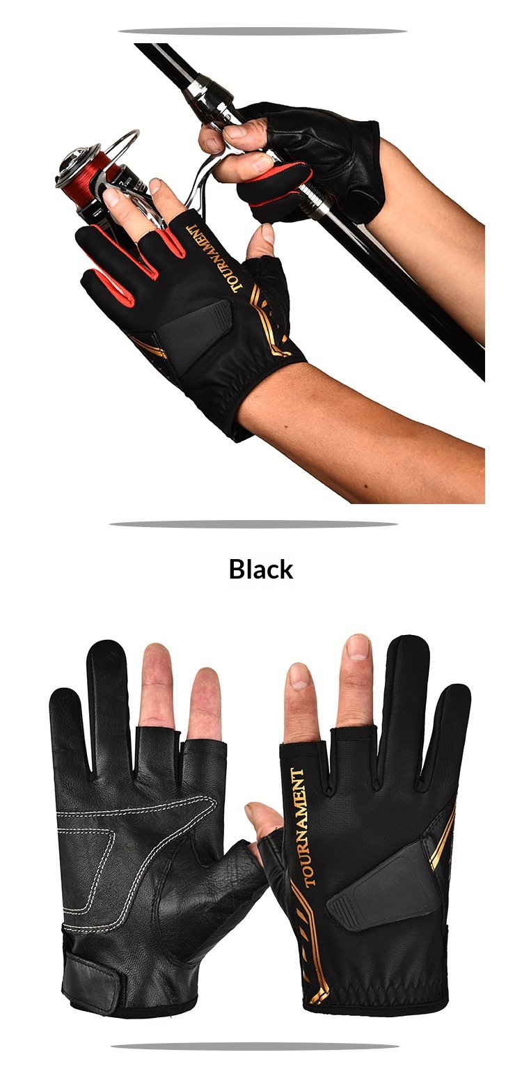 Herrenhandschuhe aus echtem Leder, warm, dreifingrig, wasserdicht, ideal zum Angeln, Fitness und für Outdoor-Aktivitäten._voghion.com