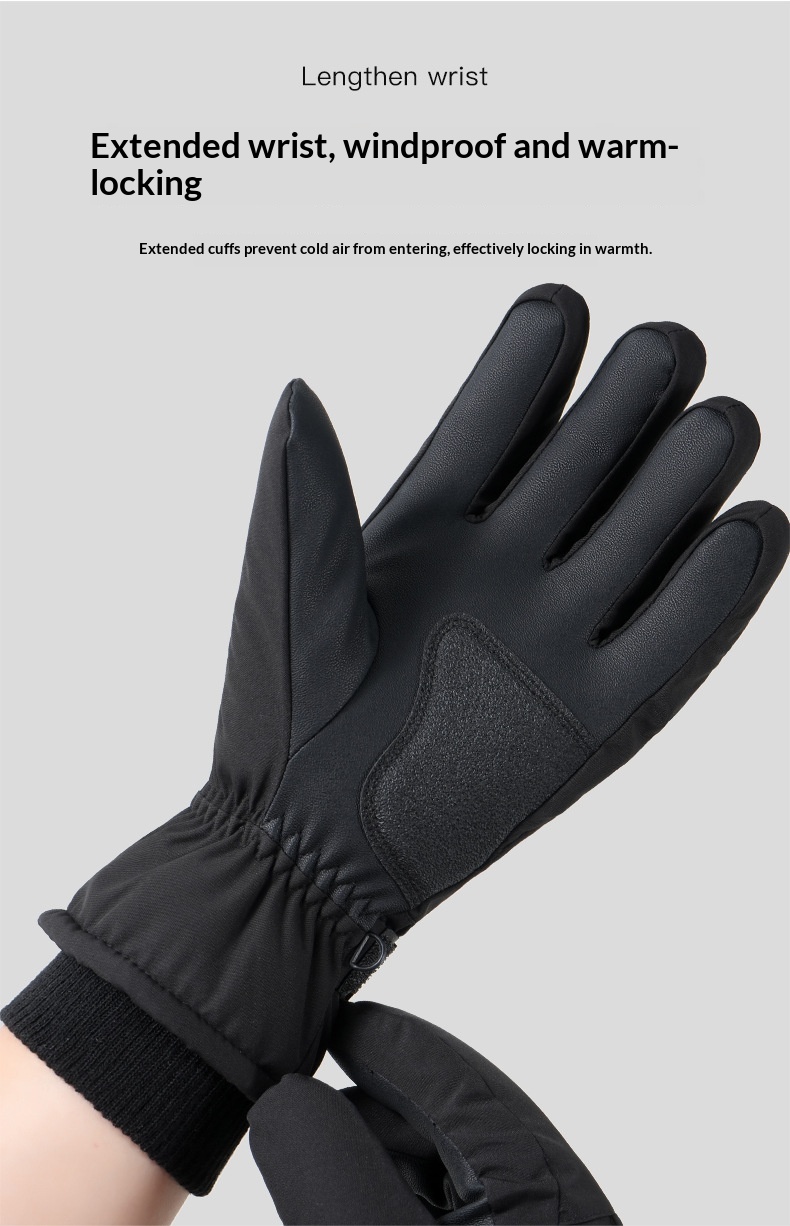 Guanti da sci invernali da uomo Q318 spessi, resistenti al freddo, antiscivolo, idrorepellenti, touchscreen, estesi, caldi_voghion.com