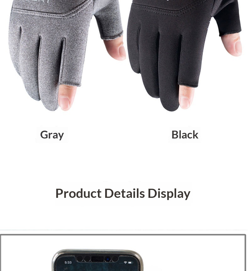 Jungen Winter Warme, rutschfeste Zwei-Finger-Profi-Handschuhe für Angeln, Radfahren, Lieferfahrer und Autofahren Herren_voghion.com