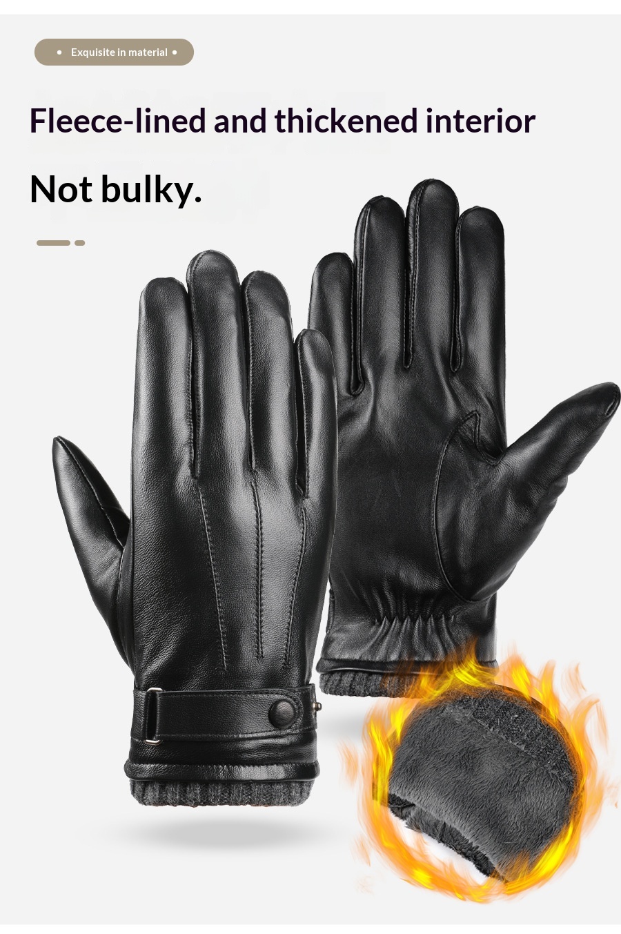 Guanti da uomo caldi in pelle con fodera in pile, spessi, touchscreen, per equitazione all'aperto, antivento, antiscivolo, per guida invernale_voghion.com